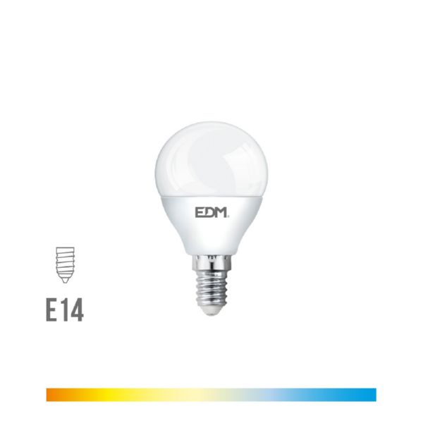 BOMBILLA ESFERICA LED E14 5W 400 LM 6400K LUZ FRIA EDM