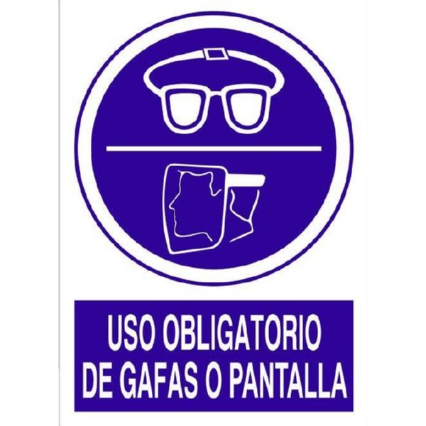 CARTEL OBLIGATORIO USO GAFAS Y PANTALLA 297X210 COFAN