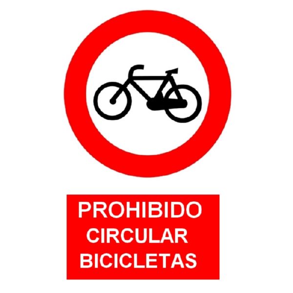 CARTEL PROHIBIDO BICICLETAS 210X297 COFAN