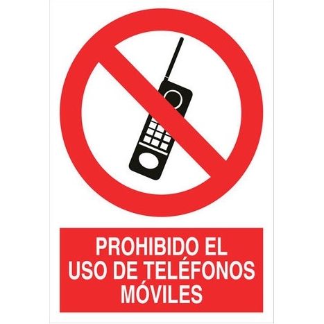 CARTEL PROHIBIDO USO TELEFONOS MOVILES 210X297 COFAN