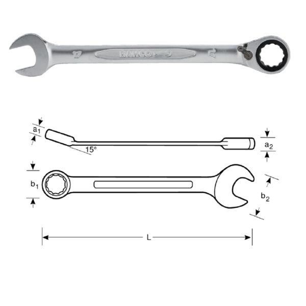 LLAVE COMBINADA CARRACA 15mm PALMERA/BAHCO 