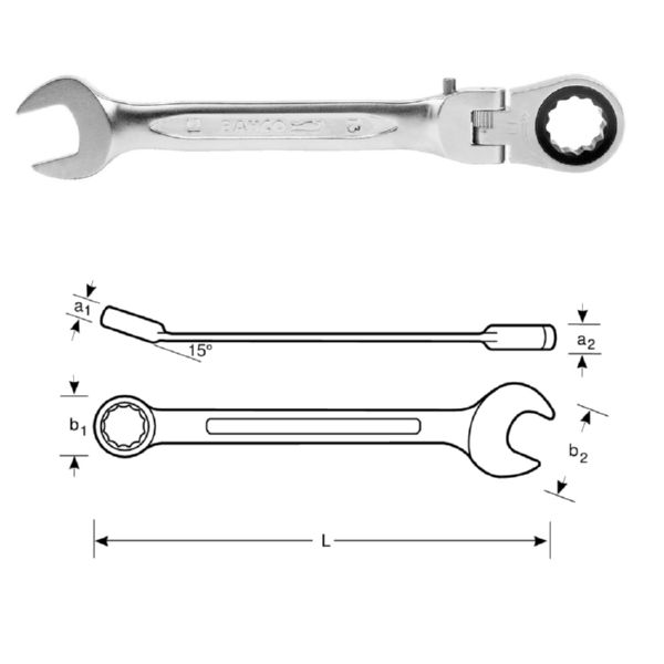 LLAVE COMBINADA CARRACA ARTICULADA 14mm PALMERA/BAHCO