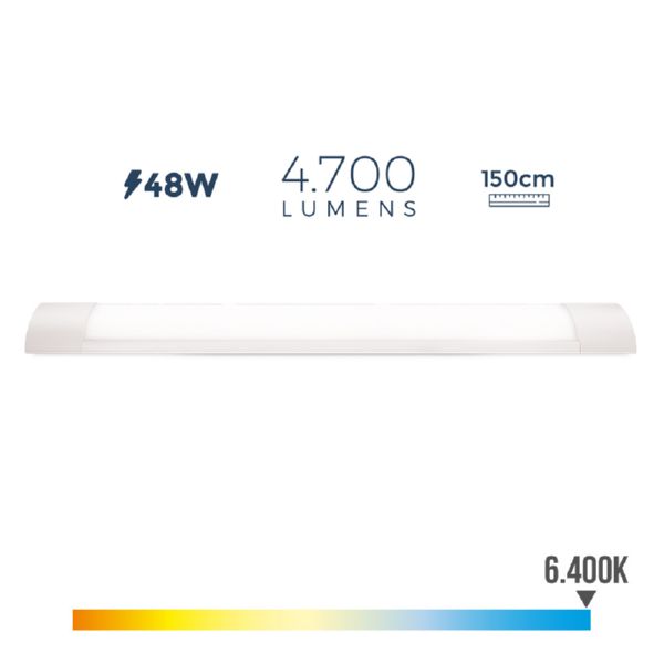 REGLETA ELECTRONICA LED 48W 150cm 6.400K LUZ FRIA EDM 4.200 LUMENS