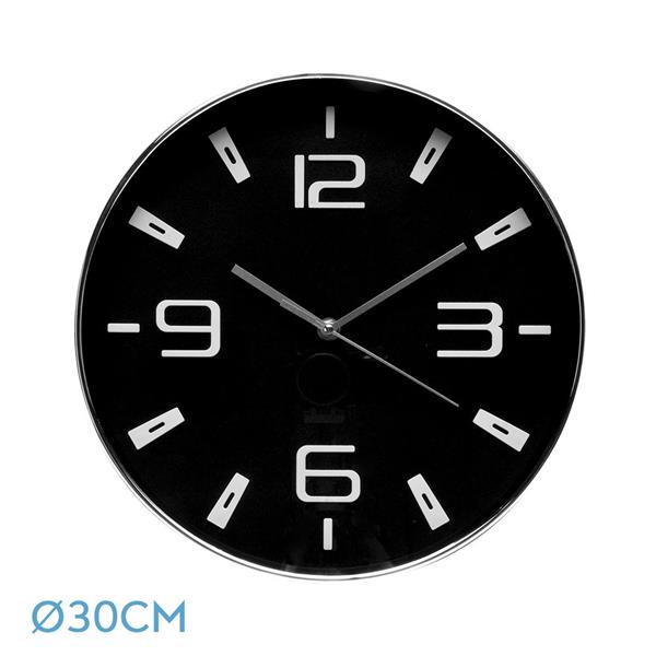 RELOJ DE PARED AROA PLATA/NEGRO