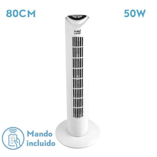 VENTILADOR DE TORRE TUKA BLANCO 3 VEL 50W C/REMOTO OSCILANTE TEMPORIZADOR