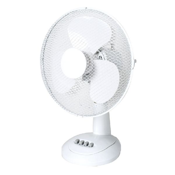 VENTILADOR SOBREMESA CAPE MEDIANO BLANCO 3VEL 35W OSCILANTE 3 ASPAS BLANCAS