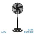 VENTILADOR DE PIE AGUDO NEGRO 3 VEL.65W 5 ASPAS OS CILANTE Y ROTATORIO